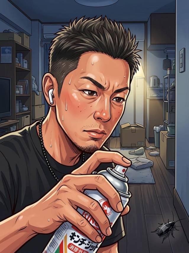 【深夜の死闘】アパートにアイツが出ても、いけちんは動じない！